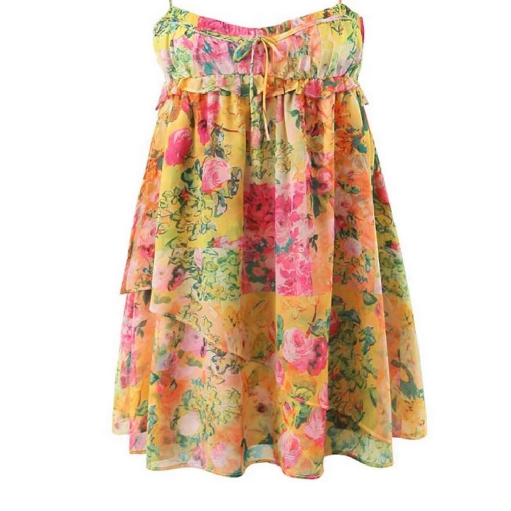 Vibrant Floral Strapless Dress